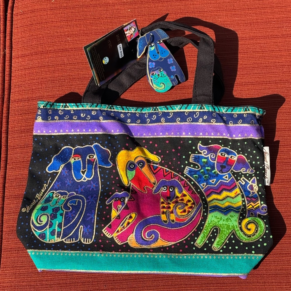 NWT Laurel Burch Multicolor Dog Design Tote